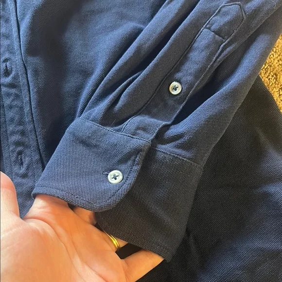 Ralph Lauren Knit Oxford button down XL Navy - Picture 2 of 8